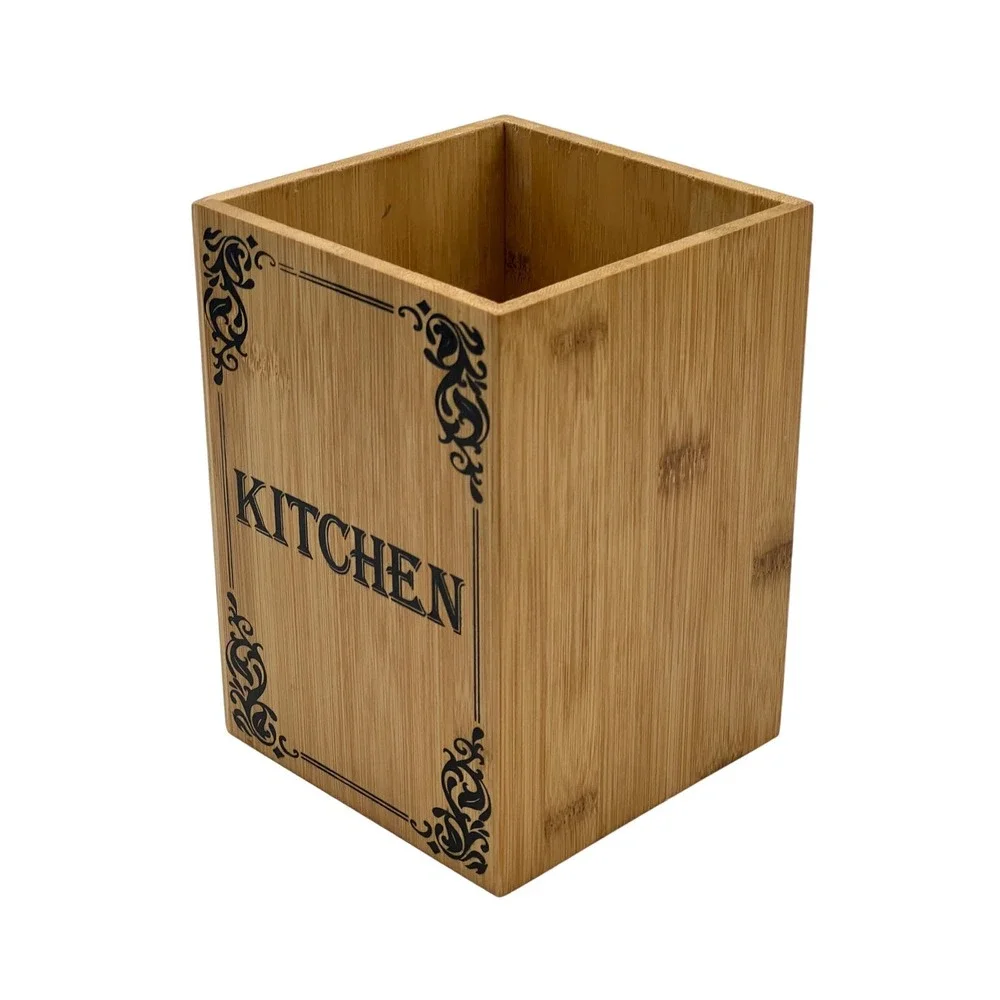 Bamboo Wooden Utensil Holder Kitchen Tool Organizer Storage Cooking Tools